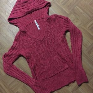 Hooded V neck Sweater